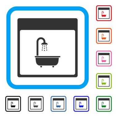 Duş Banyo takvim sayfası simgesini çerçeveli