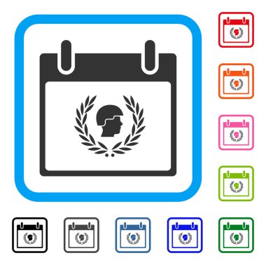 Asker defne çelengi takvim günü simgesi çerçeveli