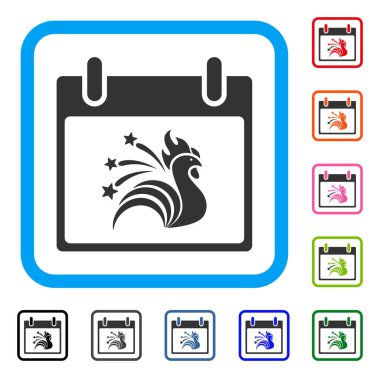 Horoz takvim gün çerçeveli simgesini ışıltı