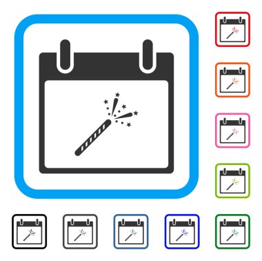 Maytap fişek takvim günü simgesi çerçeveli