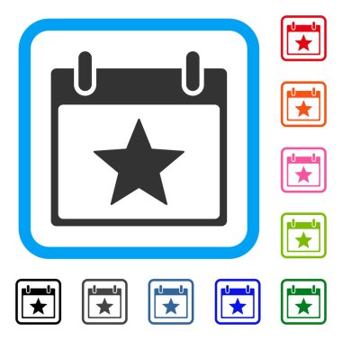 Yıldız takvim günü simgesi çerçeveli