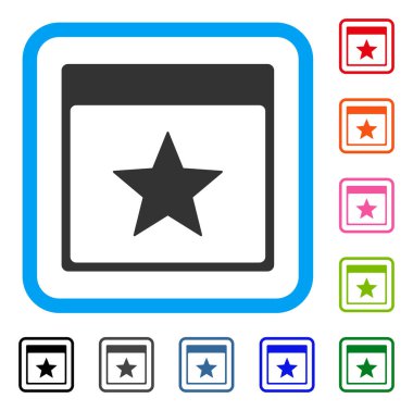 Yıldız takvim sayfası simgesini çerçeveli