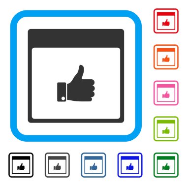 Başparmak yukarıya el takvim sayfa simgesi çerçeveli