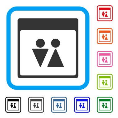 WC kişi takvim sayfası simgesini çerçeveli