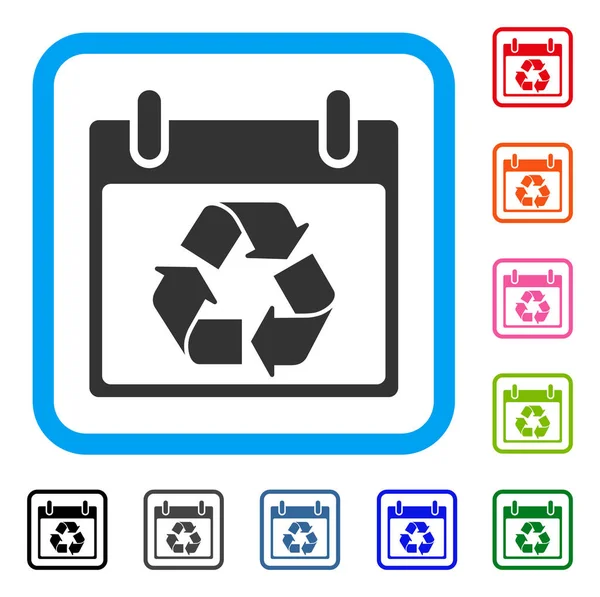 Dia de calendário de reciclagem ícone emoldurado —  Vetores de Stock