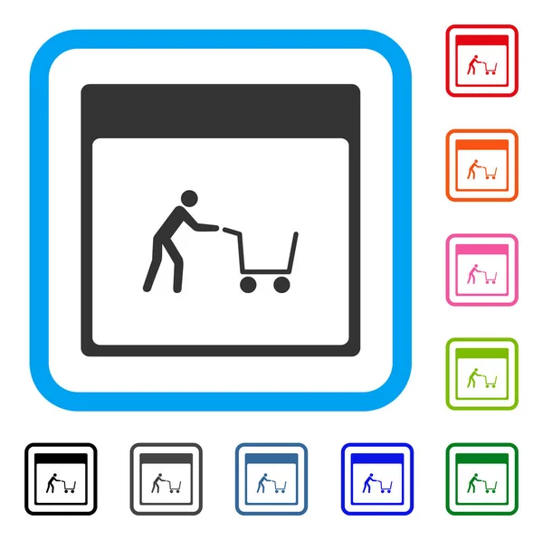 Shopping Cart kalenderpagina ingelijst pictogram — Stockvector