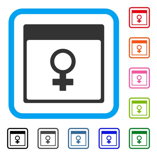 Stránka Kalendář ženský Symbol Venuše zarámovaný ikona — Stockový vektor