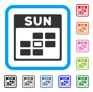 Pazar Takvim kılavuzu simgesini çerçeveli.