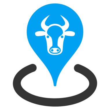 Sığır konum düz vektör simgesi