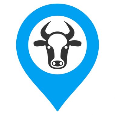 İnek harita işaretleyici düz vektör simgesi
