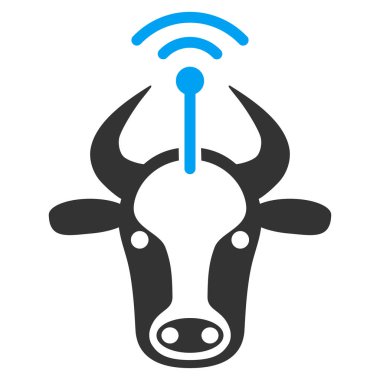 İnek radyo verici düz vektör simgesi