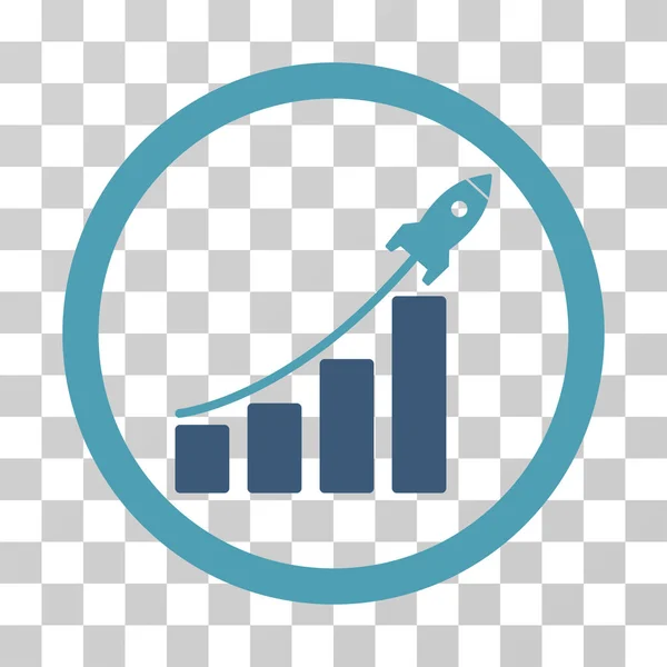 Rocket Startup Bar Chart Vector Icono — Vector de stock