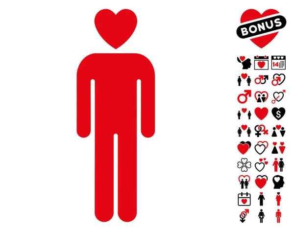 Lover Man ikonen med Dating Bonus — Stock vektor