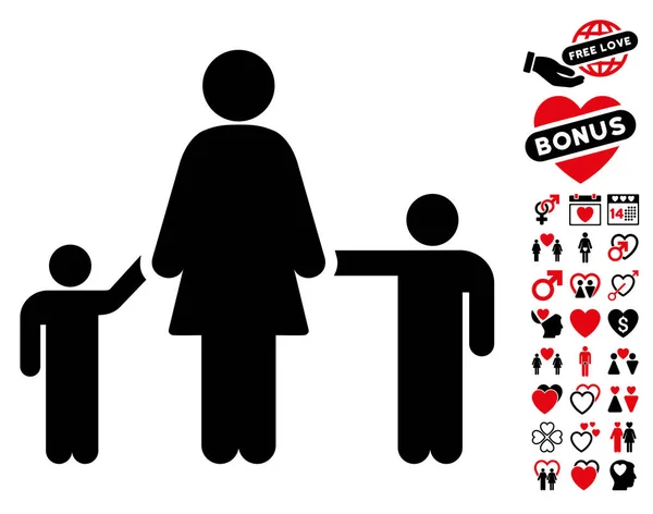 Ícone de Mãe Crianças com Bônus Adorável —  Vetores de Stock