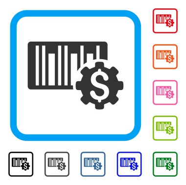 Barkod fiyat Kur dişli simgesini çerçeveli