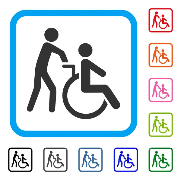 Icona incorniciata trasporto persone disabili — Vettoriale Stock