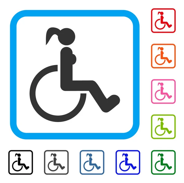 Gehandicapte vrouw ingelijst pictogram — Stockvector