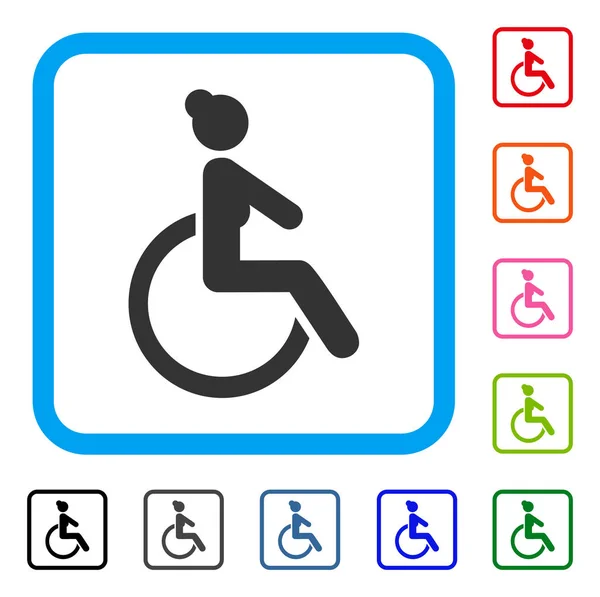 Niepełnosprawnych kobieta oprawione ikona — Wektor stockowy