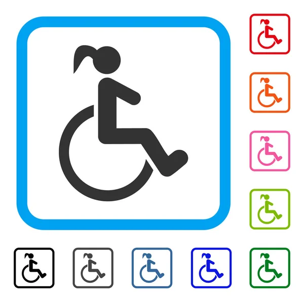 Gehandicapte vrouw ingelijst pictogram — Stockvector