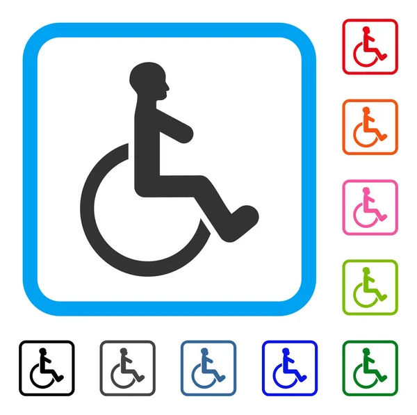 Wózek inwalidzki oprawione ikona — Wektor stockowy