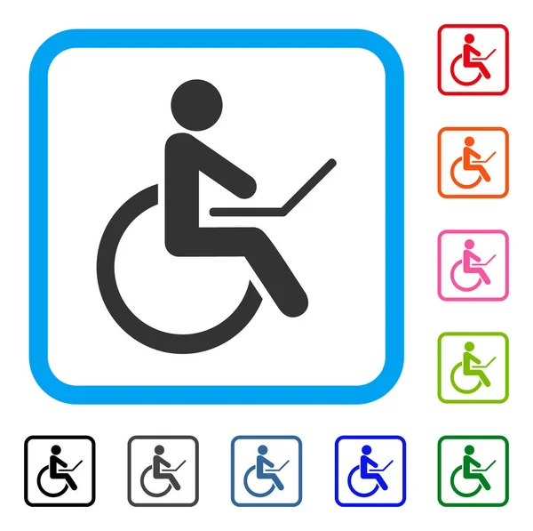 Icône encadrée en fauteuil roulant — Image vectorielle