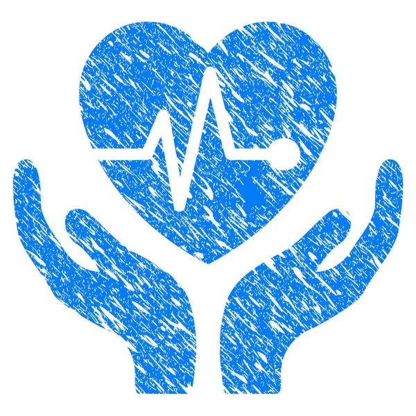 Cardiology Care Hands Grunge Icon — Stock Vector