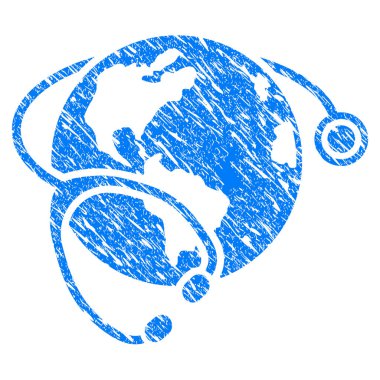 Küresel sağlık stetoskop Grunge simgesi