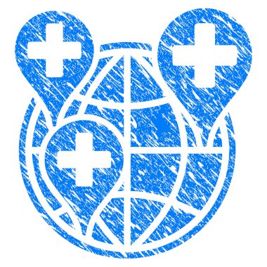 Hastane küresel ağ işaretleri Grunge simgesi