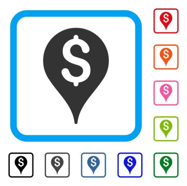 Banka harita işareti simgesi çerçeveli