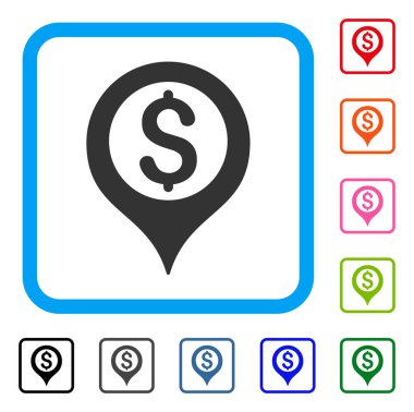 Banka harita işareti simgesi çerçeveli