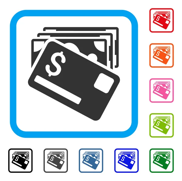 Billetes y tarjeta Icono enmarcado — Vector de stock