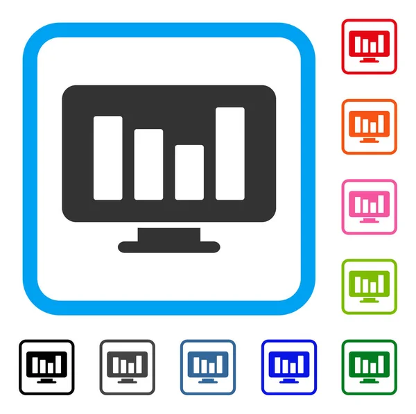 Icono enmarcado de monitoreo de gráfico de barras — Archivo Imágenes Vectoriales