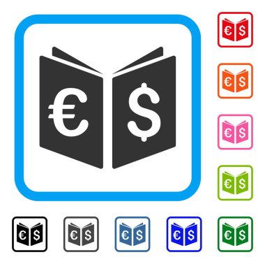 Para birimi kitap simgesi çerçeveli