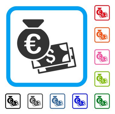 Euro ve dolar para simgesi çerçeveli