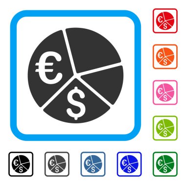 Euro ve dolar pasta grafik simge çerçeveli