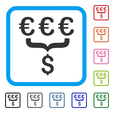 Euro dolar dönüşüm toplayıcı simgesi çerçeveli