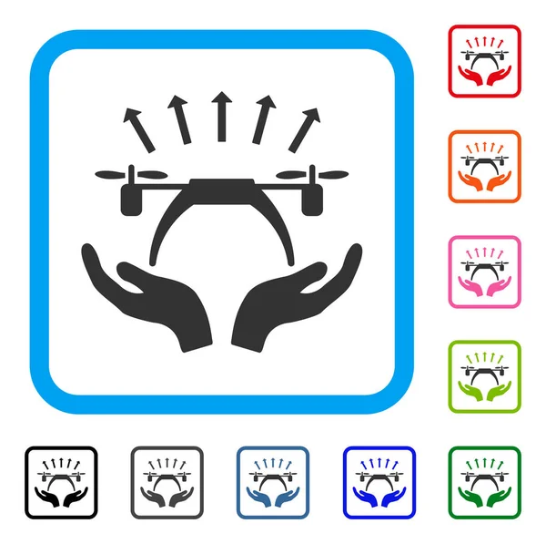 Icono enmarcado de arranque de helicóptero — Vector de stock