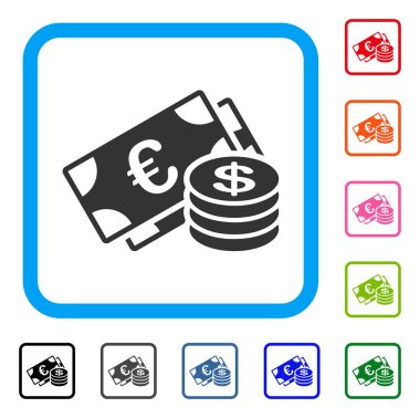 Euro ve dolar para simgesi çerçeveli