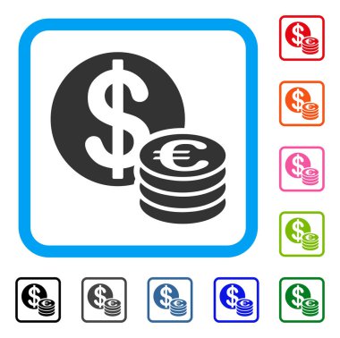 Euro ve dolar sikke simge çerçeveli