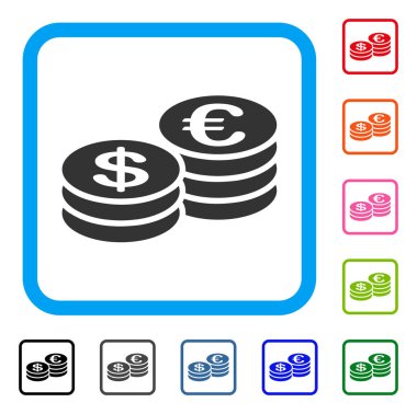 Euro ve dolar sikke simge çerçeveli