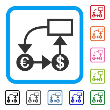 Euro ve dolar akış şeması simgesi çerçeveli