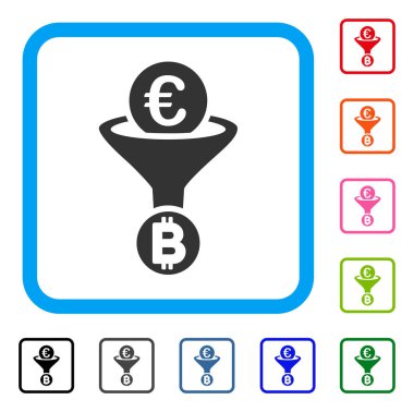 Euro Bitcoin dönüşüm huni simgesi çerçeveli