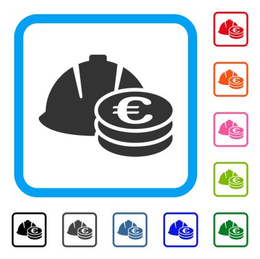 Euro sikke ve kask simgesi çerçeveli