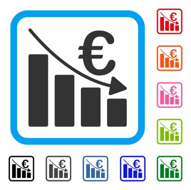Euro durgunluk çubuk grafik simge çerçeveli