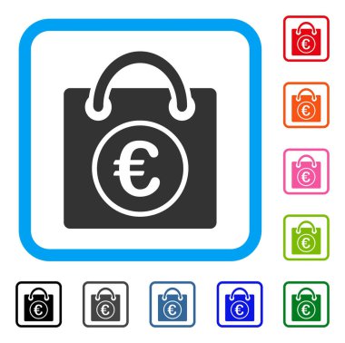 Euro alışveriş çantası simgesini çerçeveli