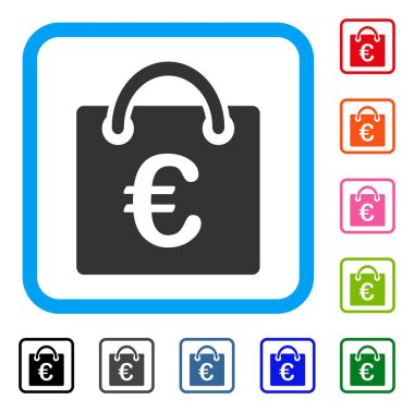 Euro alışveriş çantası simgesini çerçeveli