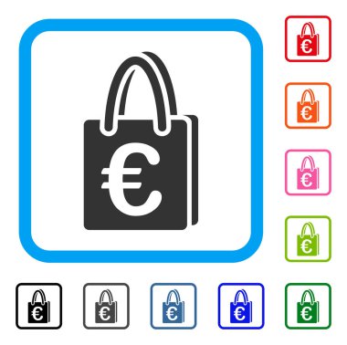 Euro alışveriş çantası simgesini çerçeveli