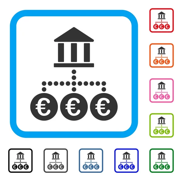 Euro Bank Transactions Framed Icon — Stock Vector