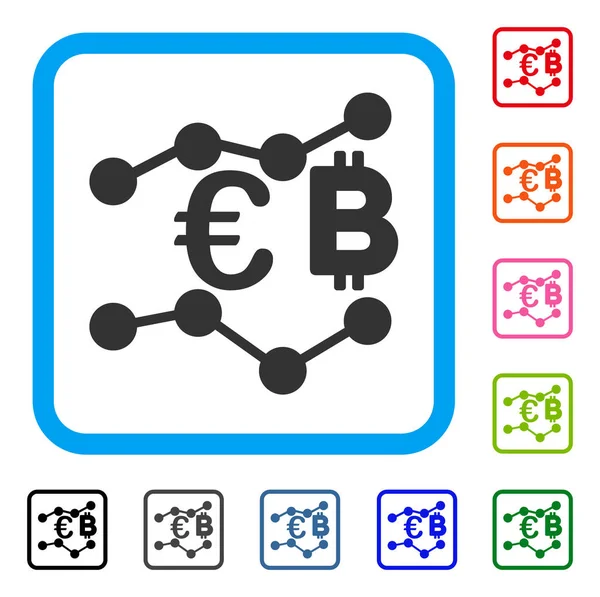 Graphiques Euro Bitcoin Icône encadrée — Image vectorielle