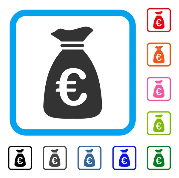 Euro Money Bag Framed Icon — Stock Vector